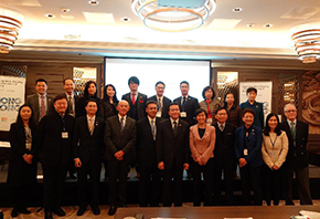 The Secretary for Transport and Housing, Professor Anthony Cheung Bing-leung (front row, centre), is pictured with the Hong Kong Maritime and Port Board (HKMPB) delegation as well as other guests at a seminar in Hamburg, Germany, co-organised by the HKMPB and the Hong Kong Trade Development Council yesterday (March 2, Hamburg time).