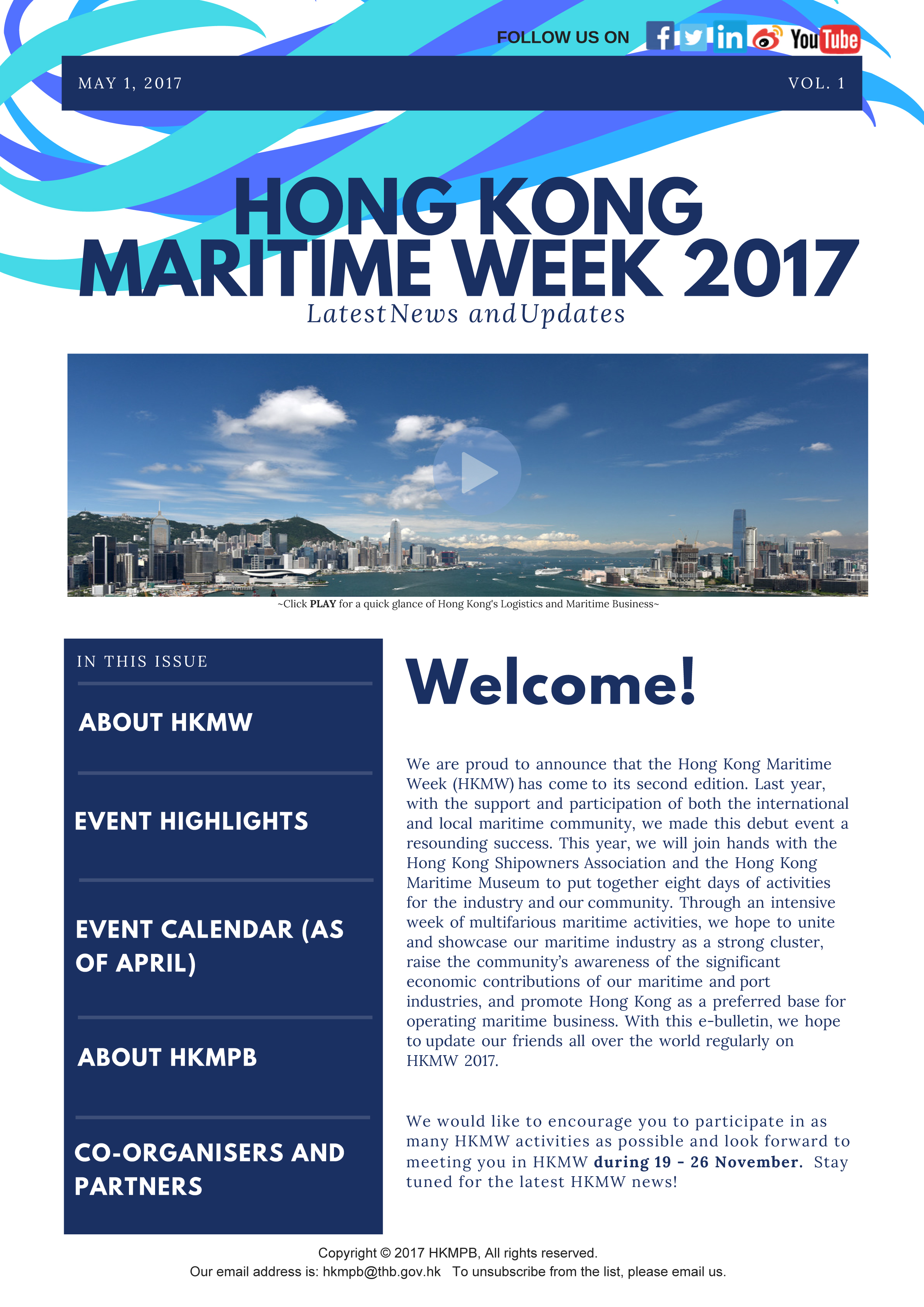 Hong Kong Maritime Week 2017 E-Bulletin No. 1