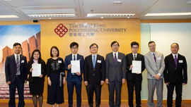 Three students of the Bachelor of Business Administration (Honours) in International Shipping and Transport Logistics Programme of the Hong Kong Polytechnic University were awarded the Hong Kong Nautical and Maritime Scholarship in the 2017/18 academic year.