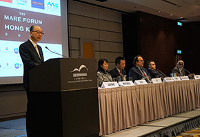 The Secretary for Transport and Housing, Mr Frank Chan Fan attended Mare Forum Hong Kong 2017 on 24 November 2017. Photo shows Mr Chan speaking at the forum.