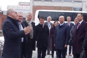 The delegation of the Hong Kong Maritime and Port Board led by the Secretary for Transport and Housing, Mr Frank Chan Fan, continued their visit to Norway today (March 14, Oslo time). Photo shows Mr Chan (seventh left) and the delegation calling on DNV GL, an international accredited classification society.